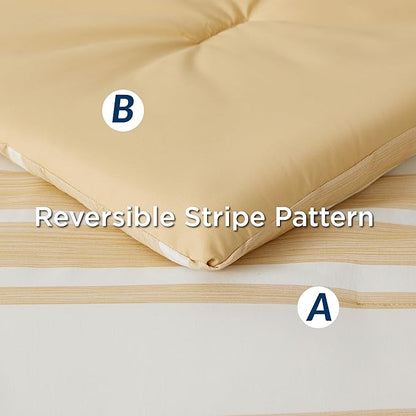 Bedsure Bed in a Bag Twin Size 5-Piece Yellow White Striped Bedding Comforter Sets All Season Bed Set with 1 Pillow Sham, Flat Sheet, Fitted Sheet and 1 Pillowcase