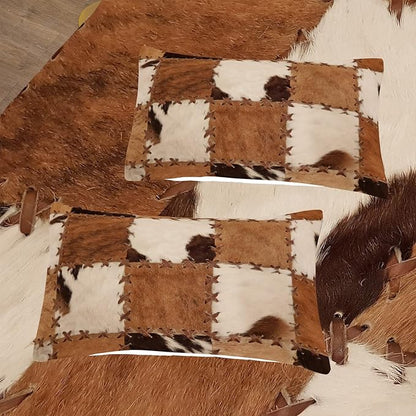 Tailor Shop Brown Cow Print Comforter Set Twin, Farmhouse Cow Print Bedding in A Bag, Leather Stitching Rustic Cowhide Comforter with 1 Matching Pillowcase Bedroom Decor………