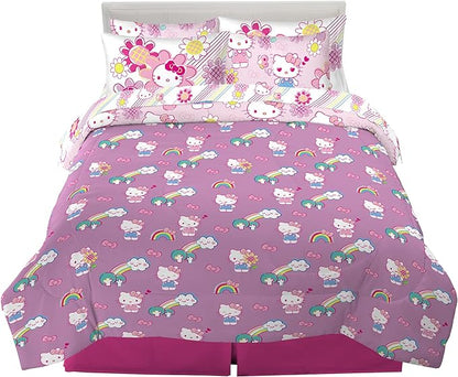 Franco Kids Bedding Super Soft Comforter and Sheet Set with Sham, 7 Piece Full Size, Hello Kitty