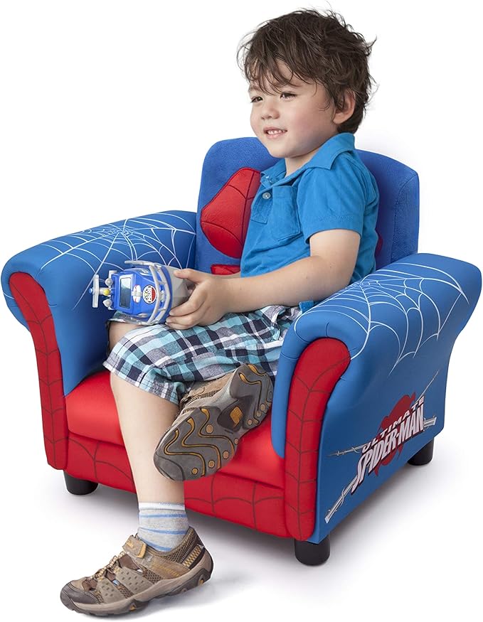 Delta Children Figural Upholstered Chair, Marvel Spider Man (Blue, Red)