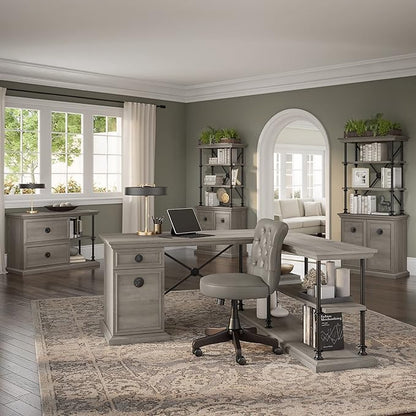 Bush Furniture Coliseum Designer Desk with Storage, Home Office Computer, 60W, Driftwood Gray