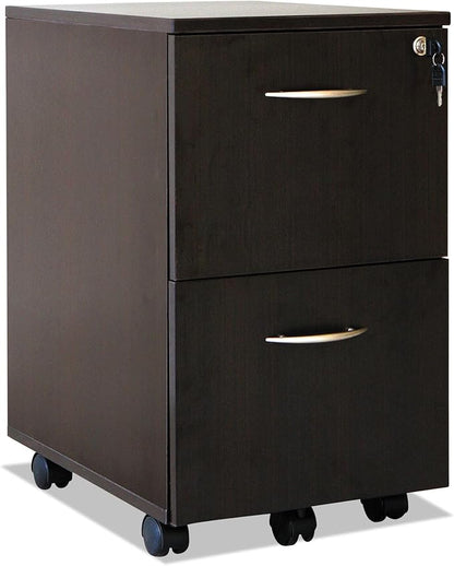 Alera VA582816ES 15.38 in. x 20 in. x 26.63 in. Valencia Series 2-Drawer Mobile Pedestal - Espresso