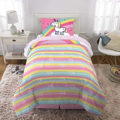 Franco Kids Bedding Super Soft Comforter and Sheet Set, 4 Piece Twin Size, Peppa Pig