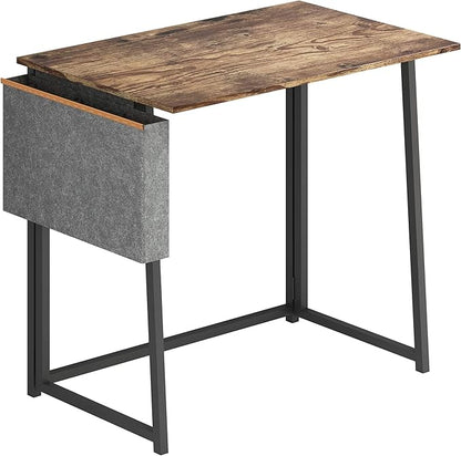 4NM 31.5" Small Desk with Storage Bag, Simple Assembly Folding Computer Desk Home Office Desk Study Writing Table for Small Space Offices - Rustic Brown and Black