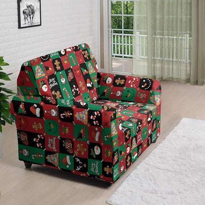 FKELYI Cute Christmas Furniture Protector Easy Going Stretch Sofa Slipcover Non-Slip Sofa Couch Cover Washable Sofa Slipcovers S