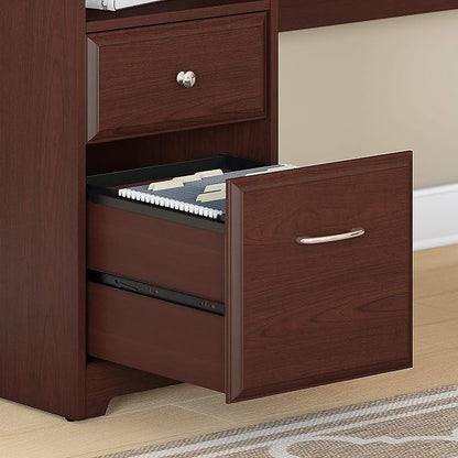 Bush Furniture Cabot Desks for Home Office with Storage and Chrome Hardware | Elegant Computer Table with Drawers, 72W, Harvest Cherry