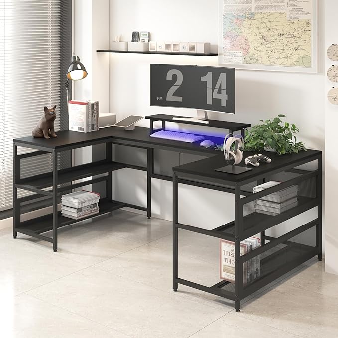 NicBex Laik-DW-00009-DX-1 Desks, 82" W x 43" D x 35" H, Matte Black