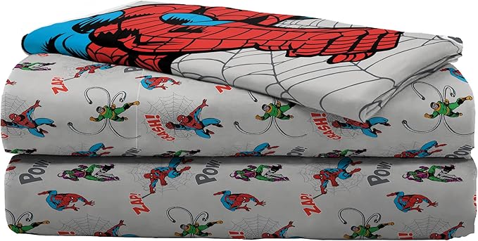 Marvel Spiderman Spidey VS 5 Piece Twin Size Bed Set - includes Comforter & Sheet Set Bedding - Super Soft Fade Resistant Microfiber (Official Product)