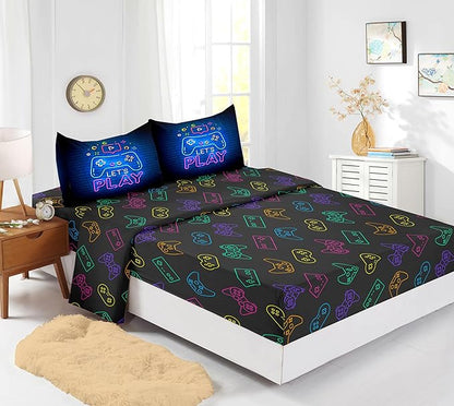 6 PCS Gamer Queen Comforter Sets,Queen Bedding Sets for Boys,Gaming Comforter Set,Queen Size Bedding Sets for Boys,Bed in A Bag with Sheets(Queen,Blue Color)