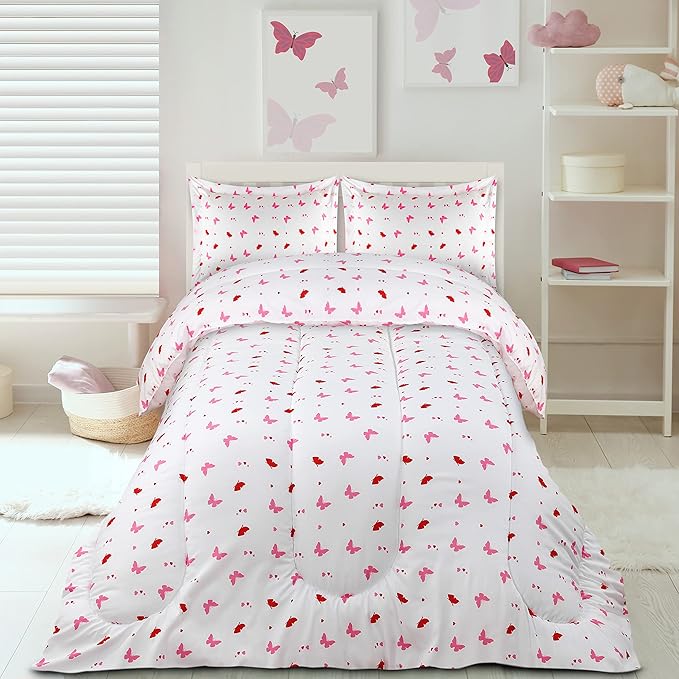Utopia Bedding All Season Butterfly Comforter Set with 2 Pillow Cases, 3 Piece Soft Brushed Microfiber Kids Bedding Set for Boys/Girls, Machine Washable (Twin)