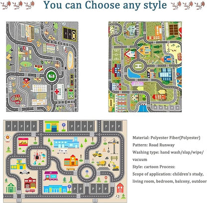Kids Rug Play Mat for Toy Cars,City Life Road Traffic Educational Carpet,Have Fun Throw Rug,Non-Slip Nursery Rug for Boy and Girl Bedroom 180×270cm/71×106in