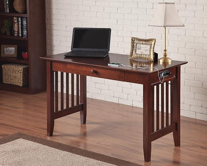 AFI AH12224 Mission Desk with Drawer and Charging Station, Walnut