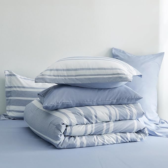 Bedsure Extra Long Twin XL Comforter Set, Twin XL Bedding Set, Navy Blue All Season Dorm Room Essentials with 1 Pillow Sham, Flat Sheet, Fitted Sheet and 1 Pillowcase