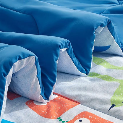 SLEEP ZONE Kids Twin Bedding Comforter Set - Super Cute & Soft Kids Bedding 5 Pieces Set with Comforter, Sheet, Pillowcase & Sham (Monster)