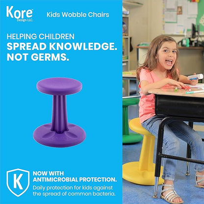 Kore Kids Pre-Teen Wobble Chair - Flexible Seating Stool for Classroom, Home & School, ADD/ADHD - Made in The USA - Age 10-11, Grade 5-6, Purple (18.7in)