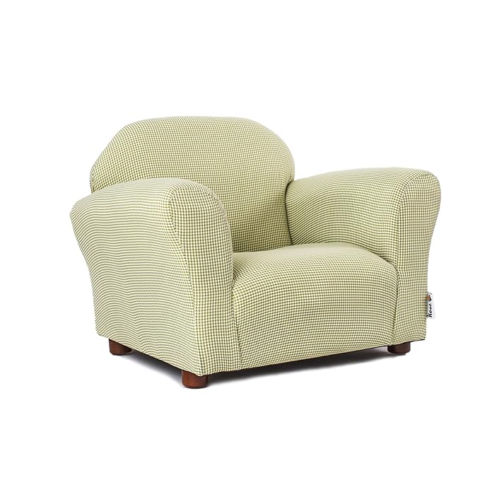 KEET Roundy Kid's Chair, Gingham Chair Only, Wood,Green