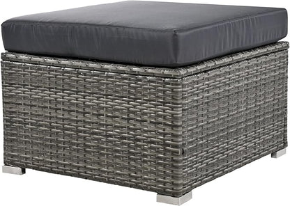 9 Pieces Outdoor Furniture All Weather Patio Sectional Sofa PE Wicker Modular Conversation Sets with Coffee Table and Storage Ottoman, Onesize, Ze-Black