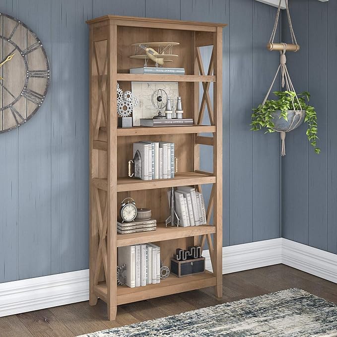 Bush Furniture Salinas Hutch, Desk Attachment with Shelf Storage for Home Office, 60W, Ash Brown