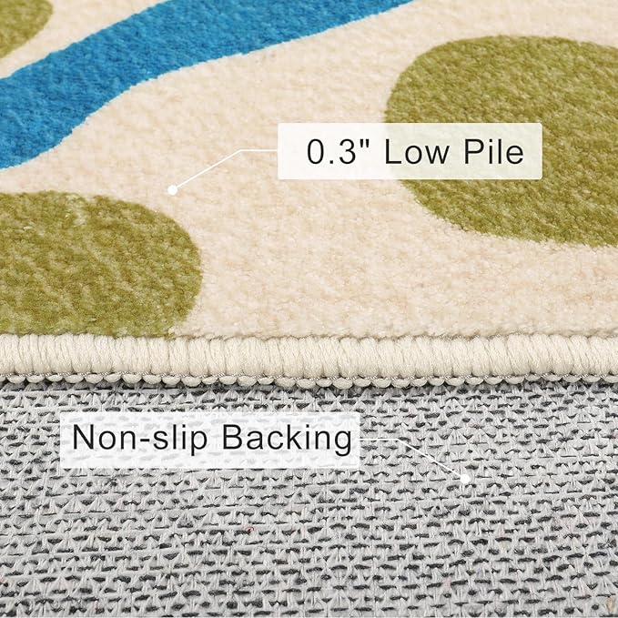 Colorful Area Rug, 5'x7' Classroom Rug for Kids, Paint Splash Washable Rug for Playroom, Non-Slip Rainbow Nursery Rug Soft Living Room Carpet for Bedroom Dining Room Kids Room
