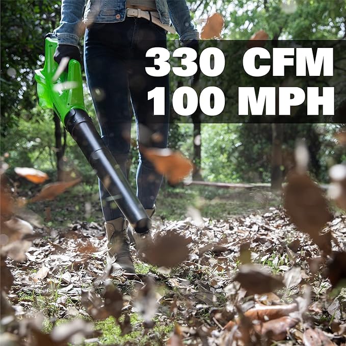 Greenworks 24V Axial Leaf Blower (100 MPH / 330 CFM), 2Ah Battery and Charger Included