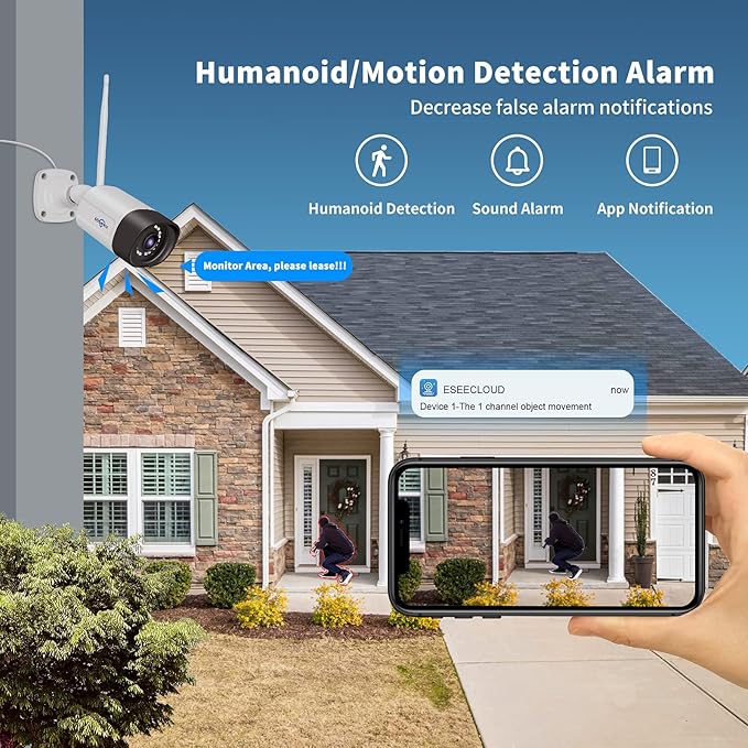 Hiseeu 5MP WiFi Security Camera System,3TB HDD, 16 Channels 8MP NVR Surveillance CCTV System Kit,Outdoor 2 Way Audio, Color Night Vision with Spotlight, 24/7 Time Record