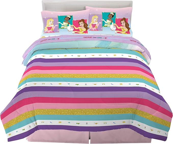 Disney Princess Ariel Kids Bedding Super Soft Comforter And Sheet Set, 5 Piece Full Size, "Official" Disney Product By Franco
