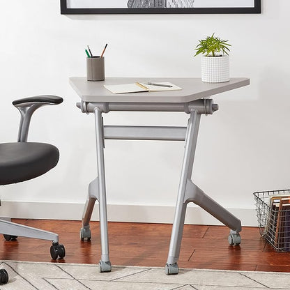 Safco Products Learn Nesting Trapezoid Desk, Small Corner Desk for Classrooms & Custom Classroom Layouts (Pebble Gray)