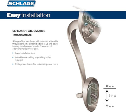 Schlage Encode Wi-Fi Smart Lock with Century Handleset Entry Set for Front Door, Satin Nickel