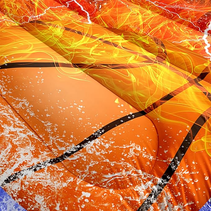 Basketball Comforter Set Queen Size Basketball Queen Comforter Sets for Boys Basketball Bedding Sport Microfiber Queen Bedding Set for Kids Boys Teens, 1 Comforter+2 Pillowcases
