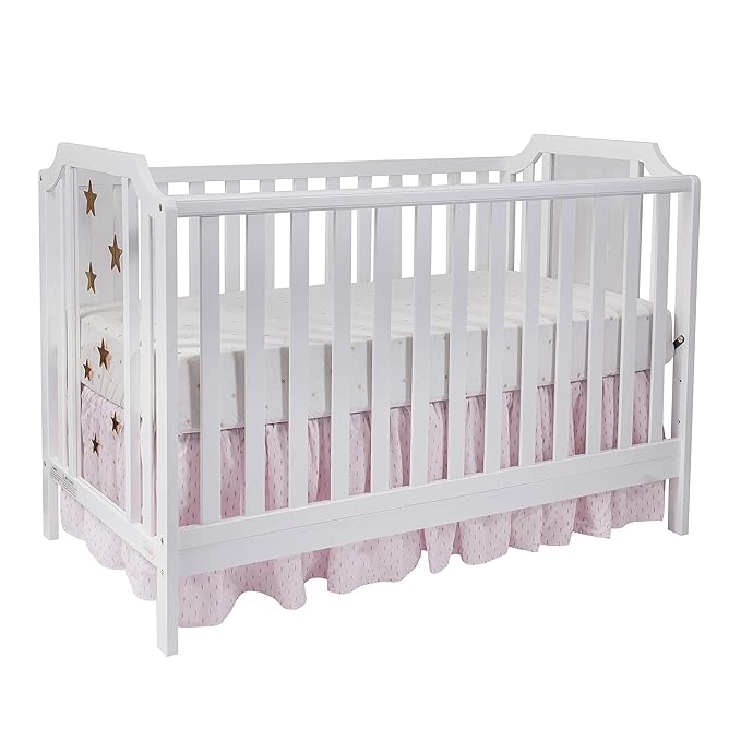 Suite Bebe Celeste 3 in 1 Convertible Island Crib, Wood and Acrylic, White
