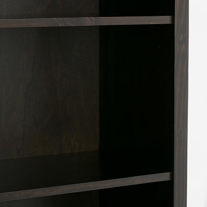 SIMPLIHOME Amherst SOLID WOOD 30 Inch Transitional 5 Shelf Bookcase in Hickory Brown, For the Living Room, Study Room and Office