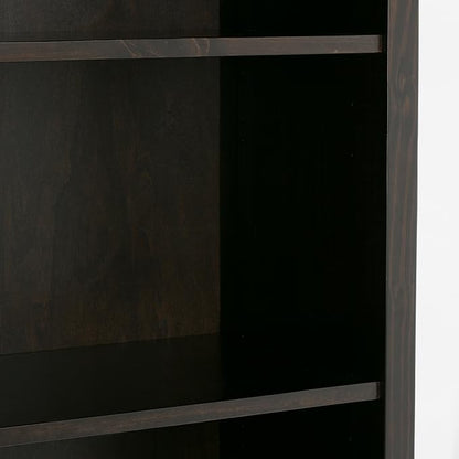 SIMPLIHOME Amherst SOLID WOOD 30 Inch Transitional 5 Shelf Bookcase in Hickory Brown, For the Living Room, Study Room and Office