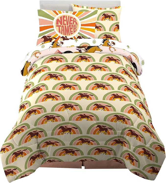 Franco Kids Bedding Super Soft Comforter and Sheet Set with Sham, 5 Piece Twin Size, Spirit Riding Free