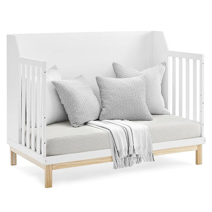 Delta Children babyGap Oxford 6-in-1 Convertible Crib + Brannan Bear Bookcase with Bins + Brannan Bear Wall Shelf with 4 Hooks, Bianca White/Natural (Bundle)