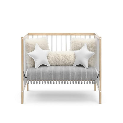 Graco Teddi 4-in-1 Convertible Mini Crib with Bonus Water-Resistant Mattress (Natural with White) – GREENGUARD Gold Certified, 2.75-Inch Mattress Included, Convenient Size, Easy 30-Minute Assembly