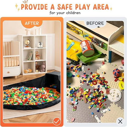 Toy Storage Organizer and Play Mat 13"x13"x13 Basket for Building Bricks Collapsible Storage Box for Kids Nonwoven Fabric Organizer Cube Bin