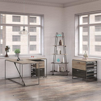 Bush Furniture Refinery 3 Drawer Mobile File Cabinet, Rustic Gray (RFF116RG-03)
