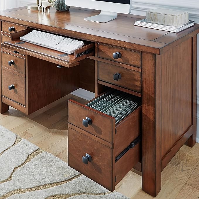 Tahoe Aged Maple Executive Pedestal Desk by Home Styles, 5412-18
