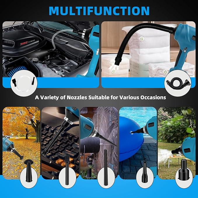Cordless Dust Blower for Makita 18V Battery, Brushless Handheld Air Blower Compressed Air Duster 447 MPH for Garages Workshop Sawmill Room Home Cleaning(Battery Not Included)