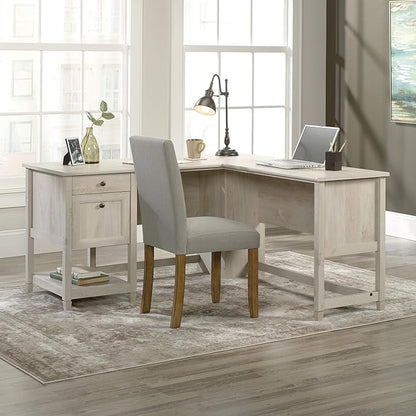 Sauder Edge Water L-Desk, L: 59.06" x W: 58.74" x H: 29.57", Chalked Chestnut finish