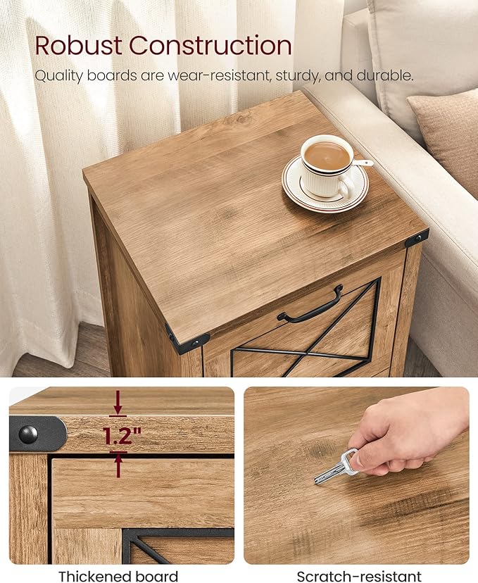VASAGLE File Cabinet, Filing Cabinet with 2 Drawers, Printer Stand, Fit A4, Letter Size, Hanging File Folders, Modern Farmhouse Style, for Home Office, Study, Honey Brown UOFC048T41