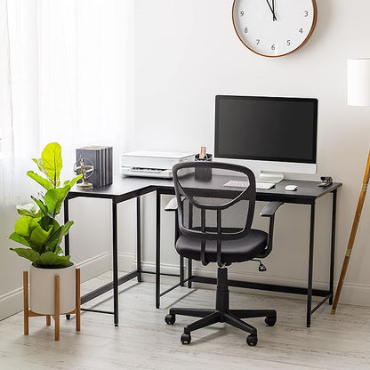 IRIS USA 39 Inch Modern Laptop and Computer Desk Office Table for Home Office, Water and Scratch Resistant Surface Gaming Desk, Easy to Assemble Black Desk
