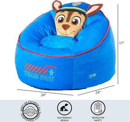 Idea Nuova Paw Patrol The Mighty Movie Hillside by pod Plush Kids Bean Bag Chair, 24" Wx24 Dx17 H