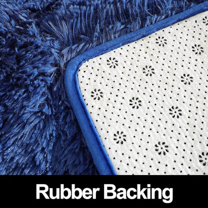 Super Soft Fluffy Shaggy Rugs for Living Room Bedroom, Fuzzy Plush Area Rugs for Girls Kids Room Nursery Home Decor, Furry Dorm Rug Cute Non-Slip Indoor Floor Carpet 5x8 Feet, Navy Blue