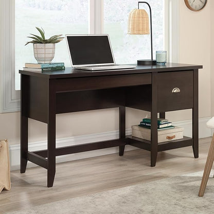 Sauder Summit Station Single Pedestal Desk, L: 52.09" x W: 19.29" x H: 29.02", Cinnamon Cherry Finish