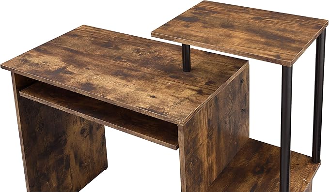 Acme Lyphre Wooden Top Computer Desk in Weathered Oak and Black