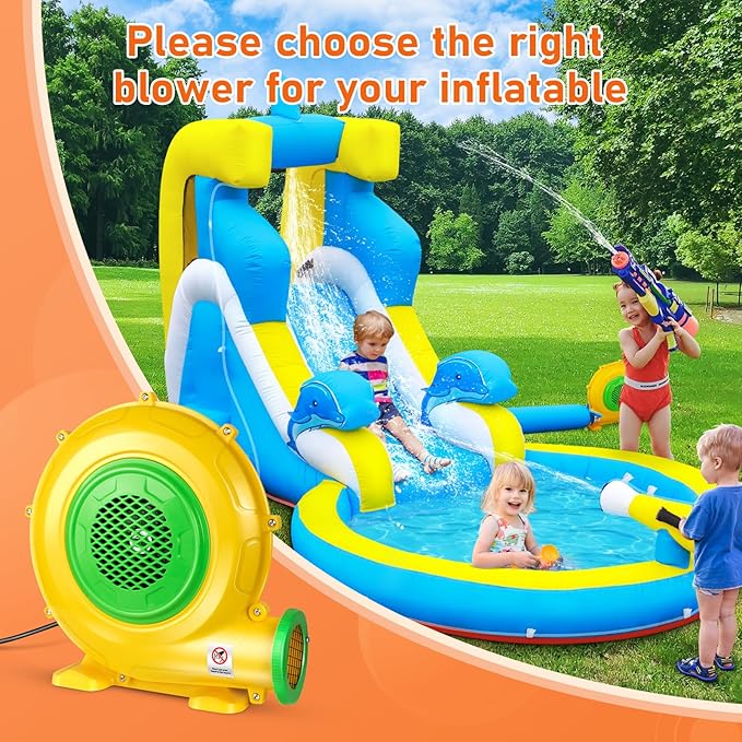 370W 0.5HP Air Blower: Bounce House Blower - Commercial Electric Blower for Inflatables - Work for Bouncy Castle Jump Slides Water slides Inflatable Arch