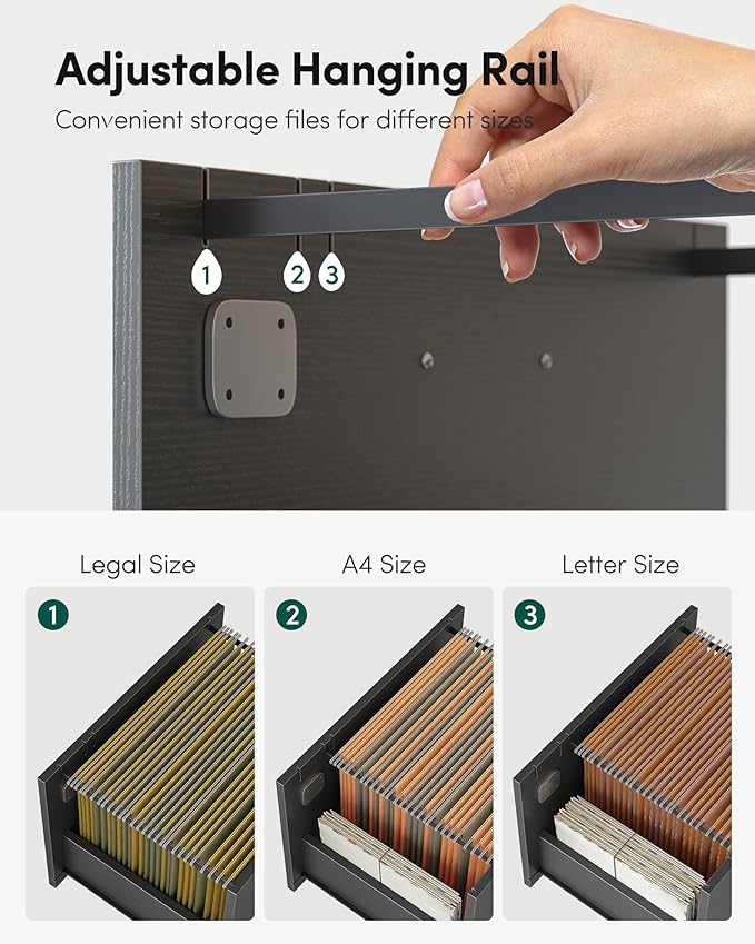 FEZIBO 3-Drawer Mobile File Cabinet, Lateral Filing Cabinet with Lock, Printer Stand with Open Storage Shelves for Home Office, Filing Cabinets for Home Office, Black