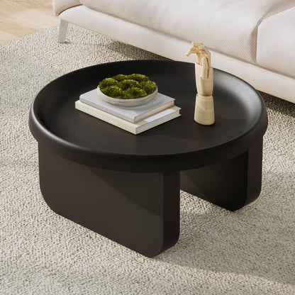 Round Coffee Table,Modern Coffee Table,Unique Circle Coffee Tables,Metal Center Table for Living Room (Black, 29.5 x 16.5)