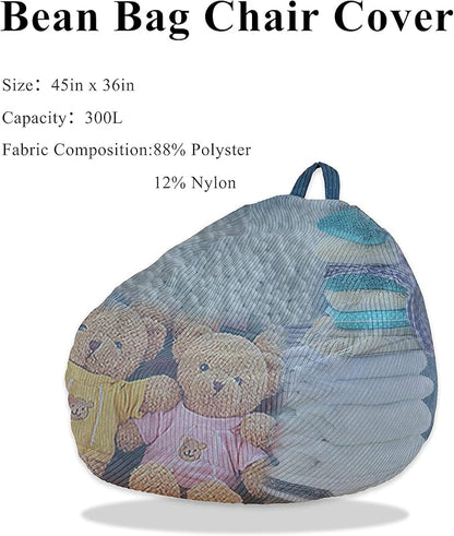 Bean Bag Chairs Cover (No Filler),Bean Bag Cover,Bean Bag for Kids,Adults,Teens-[Small 32 * 28 in]inches Gray Bean Bags